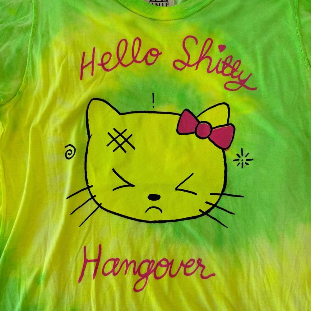 UNIF Hello Sh!tty Hangover Neon Tie-Dye Graphic T-Shirt RARE - Size Small - Picture 2 of 7